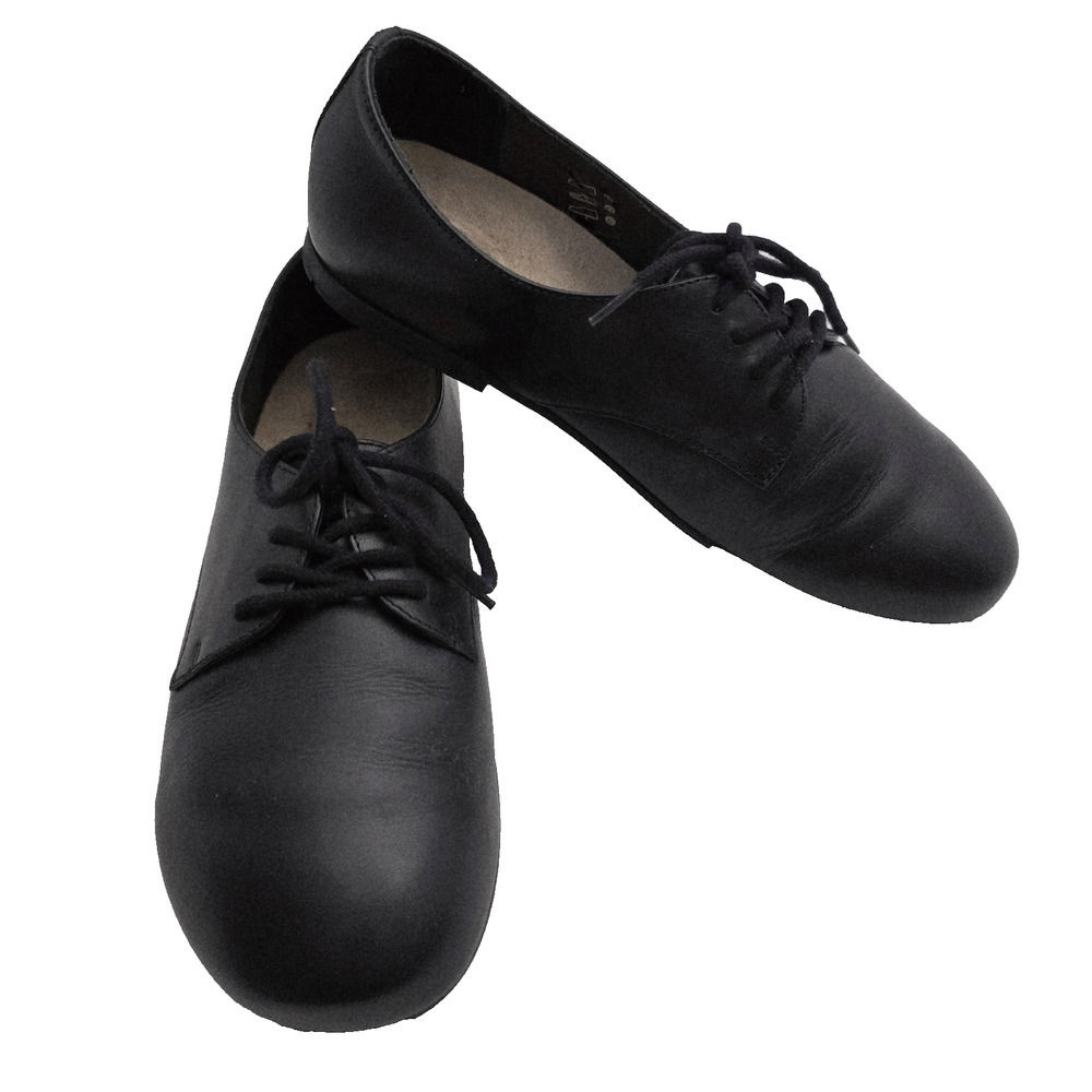 Birkenstock Saunders Black Leather Oxford Loafers Lace Up Flats US 5-6/36 EUC